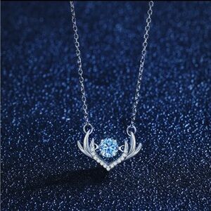 Elegant Blue Crystal Silver Necklace